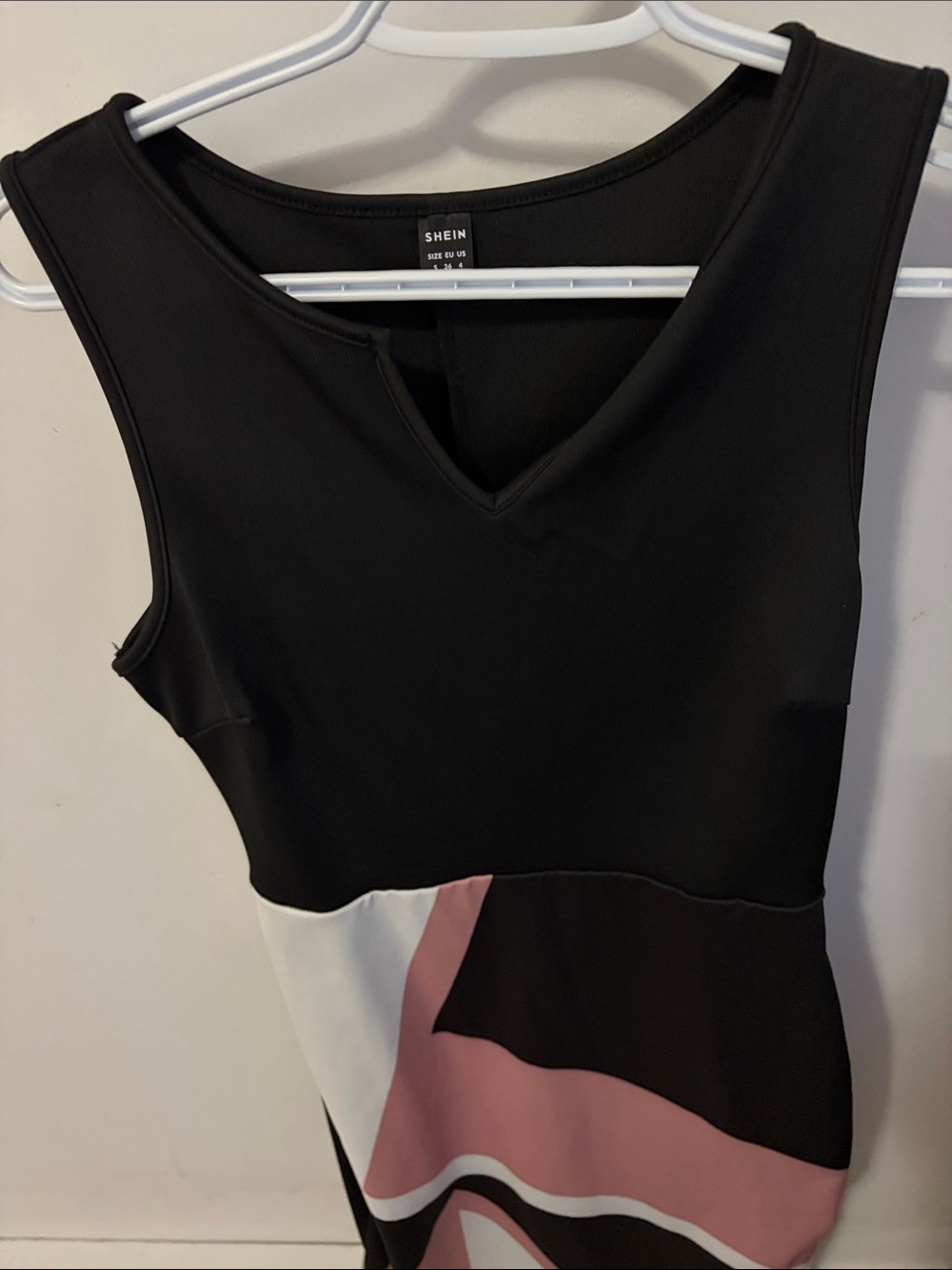SHEIN Black, Pink & White Colorblock Sleeveless Mini Dress